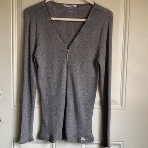 NWT Nygård Slims Gray Sparkly Cardigan Zip Up